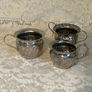 TWO'S COMPANY 2 SMALL SUGAR DISH and 1 CREAMER MADE IN INDIA